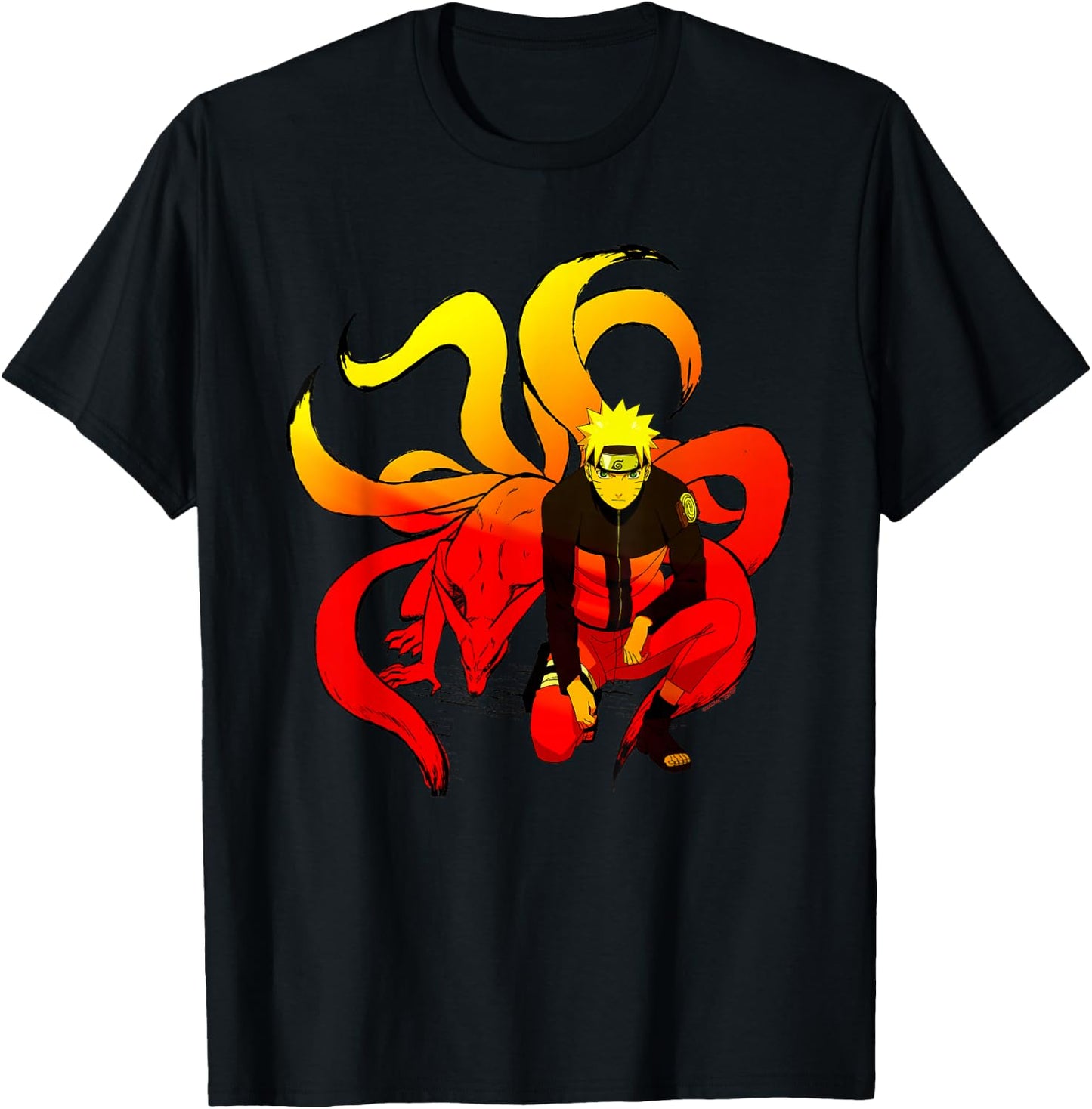 Naruto Shippuden Naruto and 9 Tails Short Sleeve T-Shirt - T-Shirt | Black