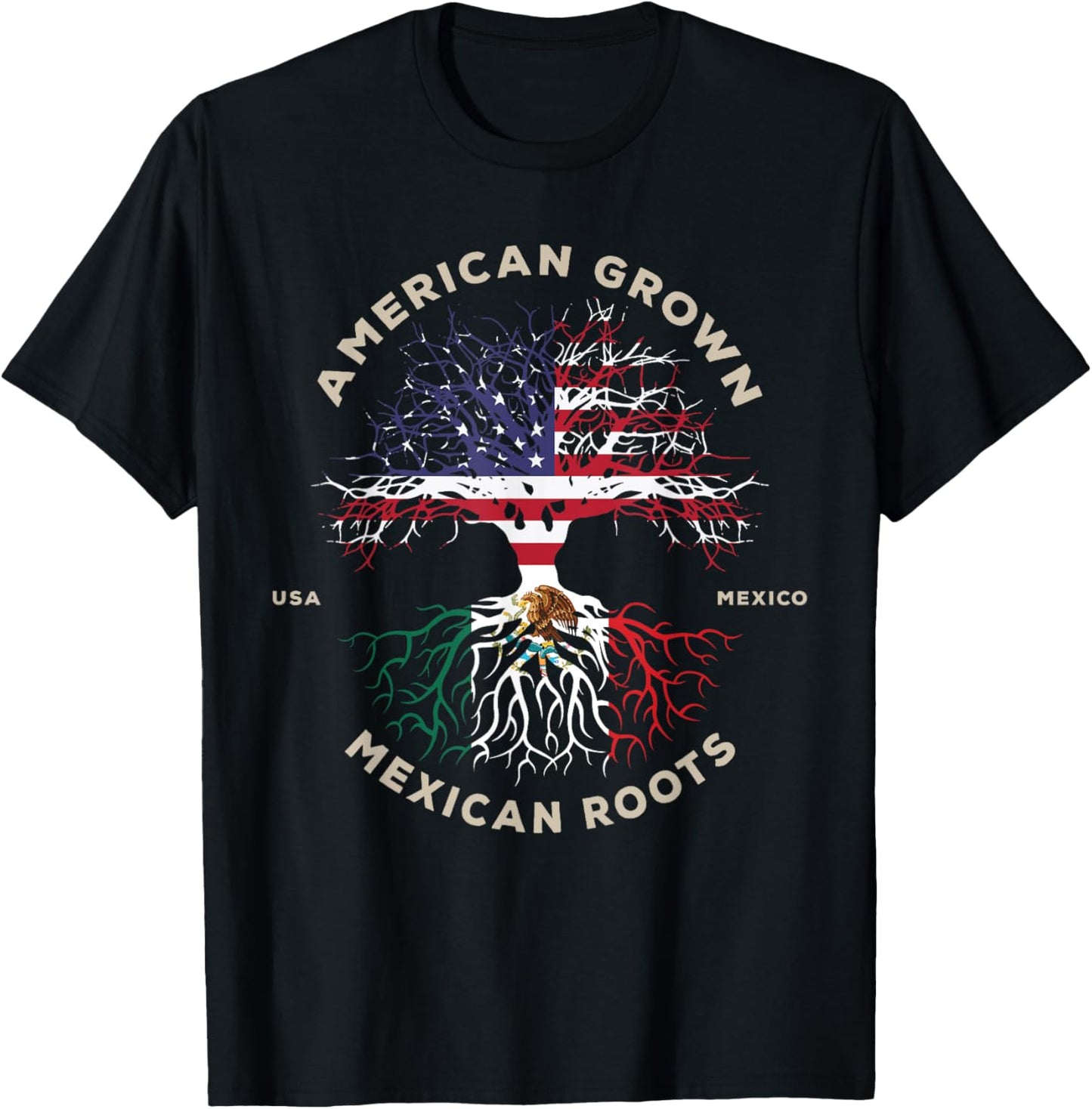 American Grown With Mexican Roots T-Shirt - T-Shirt | Black