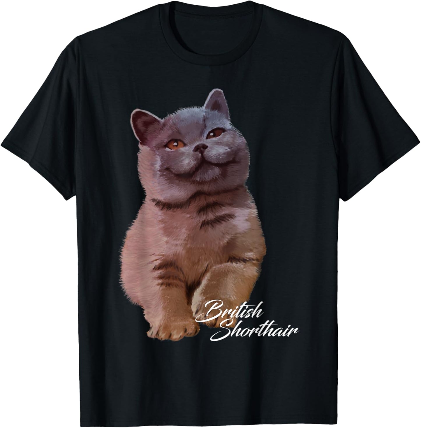 Colorful British Shorthair Cat Funny Kitties Lover Gift Men Women Kids T-Shirt - T-Shirt | Black