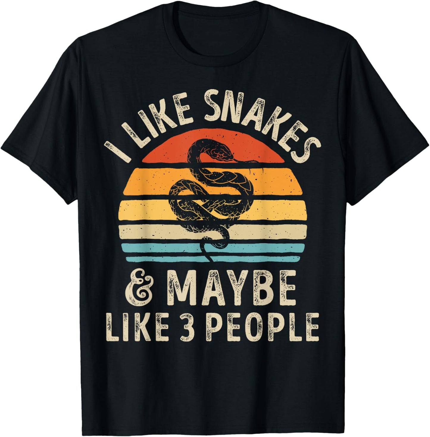 I Like Snakes and Maybe 3 People Snake Reptile Lover Retro T-Shirt - T-Shirt | Black
