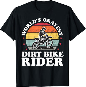 Worlds Okayest Dirt Bike Rider Motocross Boys Girls T-Shirt - T-Shirt | Black