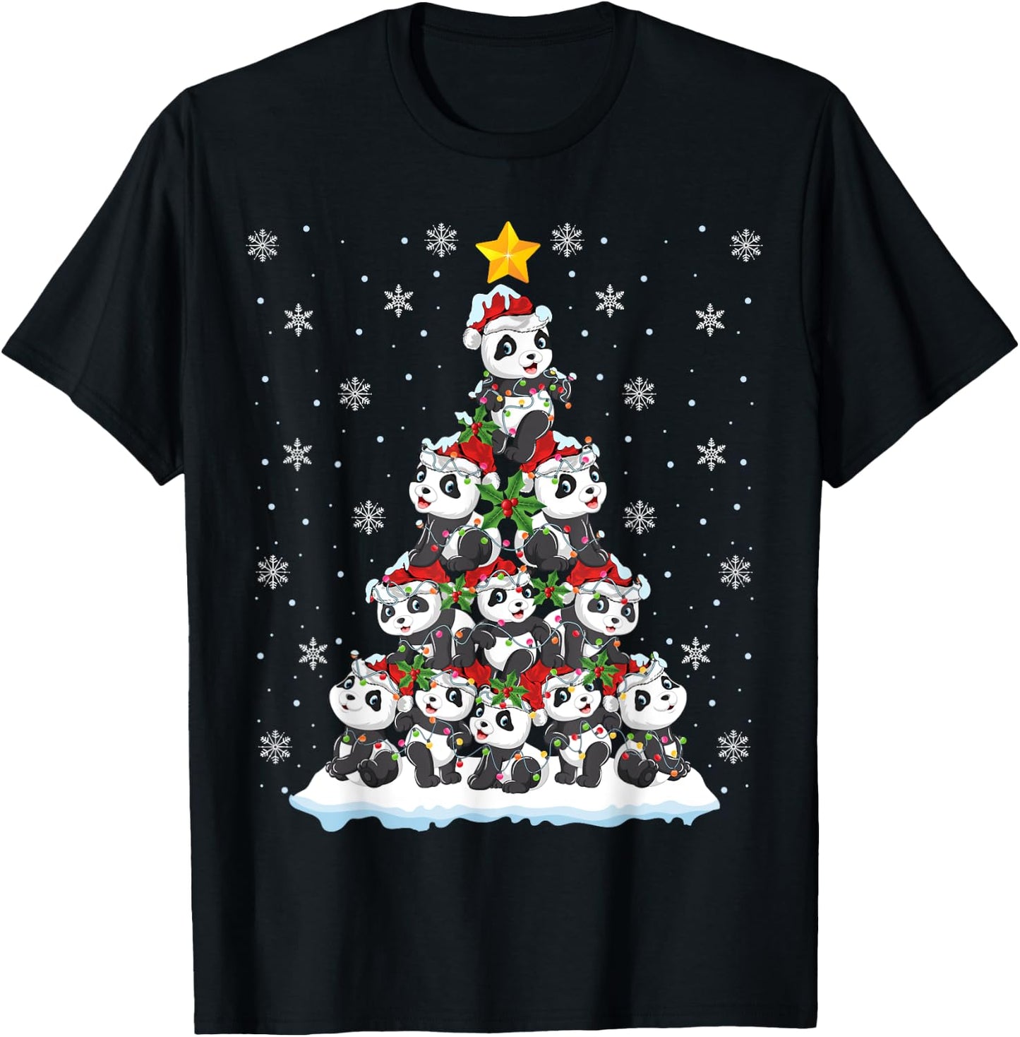 Panda Lover Xmas Gift Panda Christmas Tree T-Shirt - T-Shirt | Black