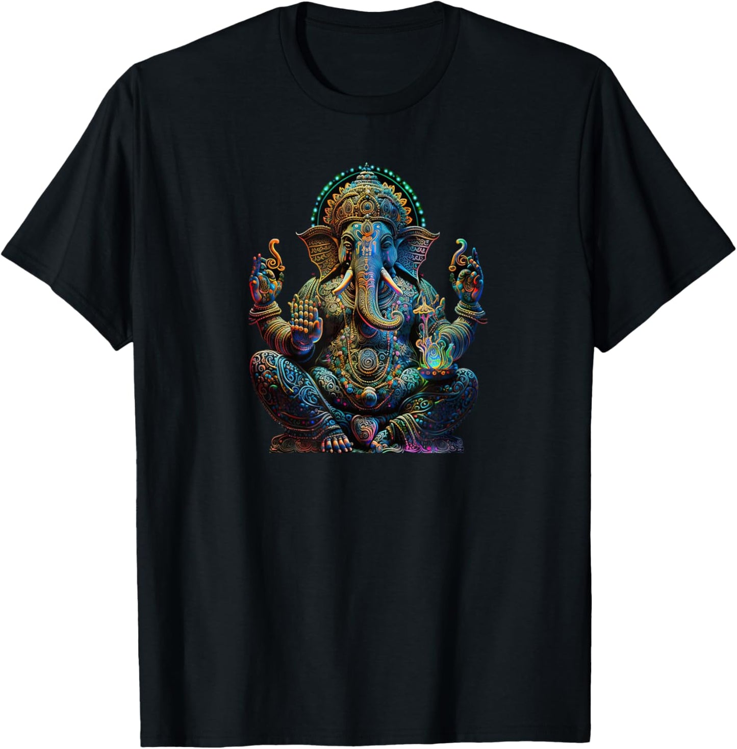 Ganesh Enlightenment Consciousness Meditation - Men, Children, Spiritual and Wellness Interested - Black - Small - Short Sleeve - Yoga - Spiritual Meditation - Mandala T-Shirt - T-Shirt | Black