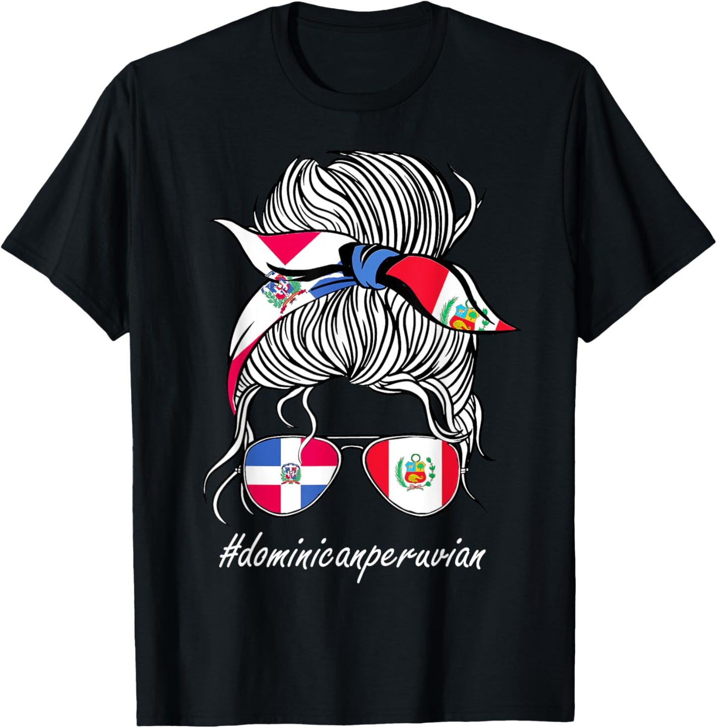 Peru Women Roots Grown Girl Dominican Republic Flag T-Shirt - T-Shirt | Black