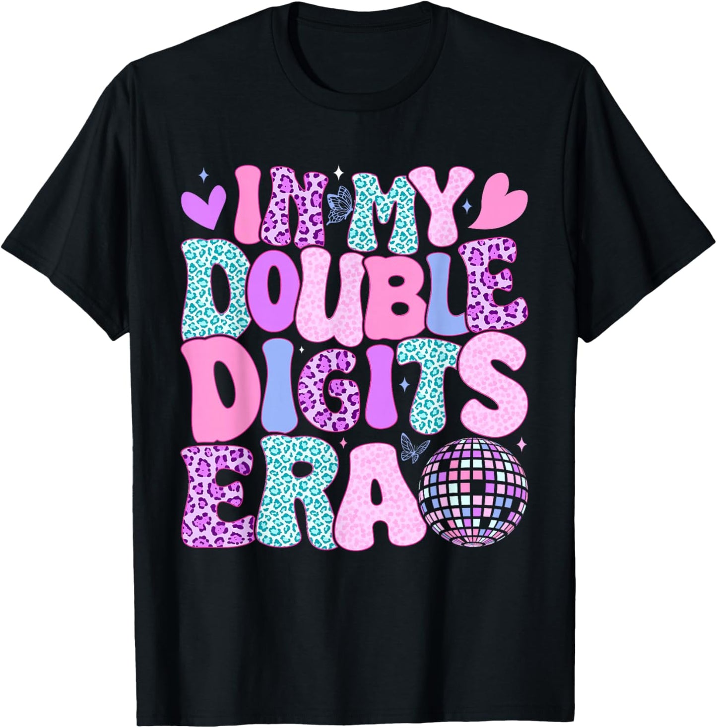 in My Double Digits Era Retro 10 Year Old 10th Birthday Girl T-Shirt - T-Shirt | Black