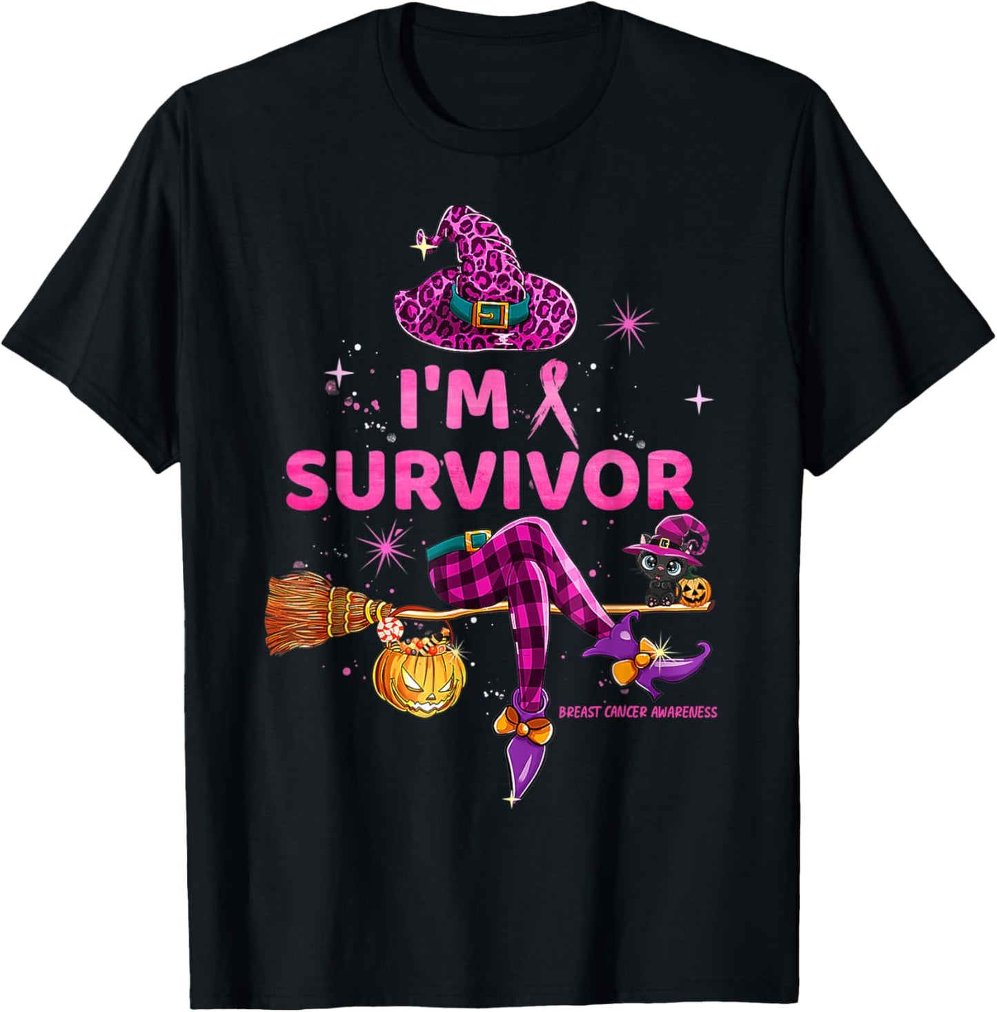 In October I Survived We Wear Pink Breast Cancer T-Shirt - T-Shirt | Black