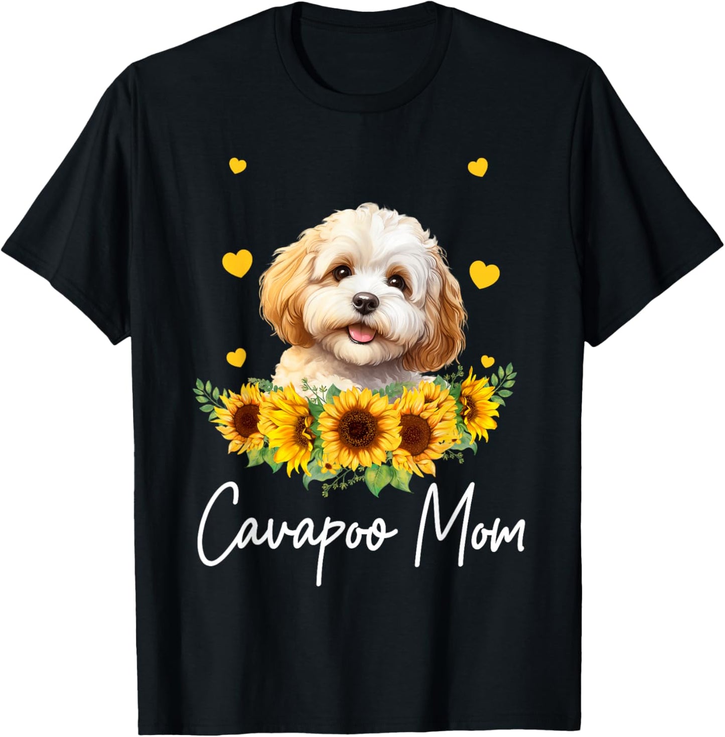 Sunflower Cavapoo Mom Dog Lover T-Shirt - T-Shirt | Black