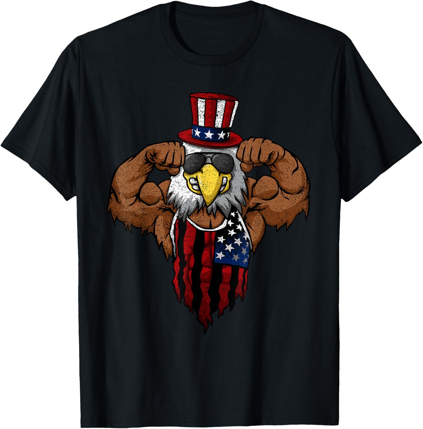 American Flag Muscular Squat Dabbing Flexing Uncle Sam Women Kids Men T-Shirt - T-Shirt | Black