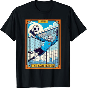 Funny Skeleton Goalkeeper Soccer The Goalkeeper Tarot Card T-Shirt - T-Shirt | Black