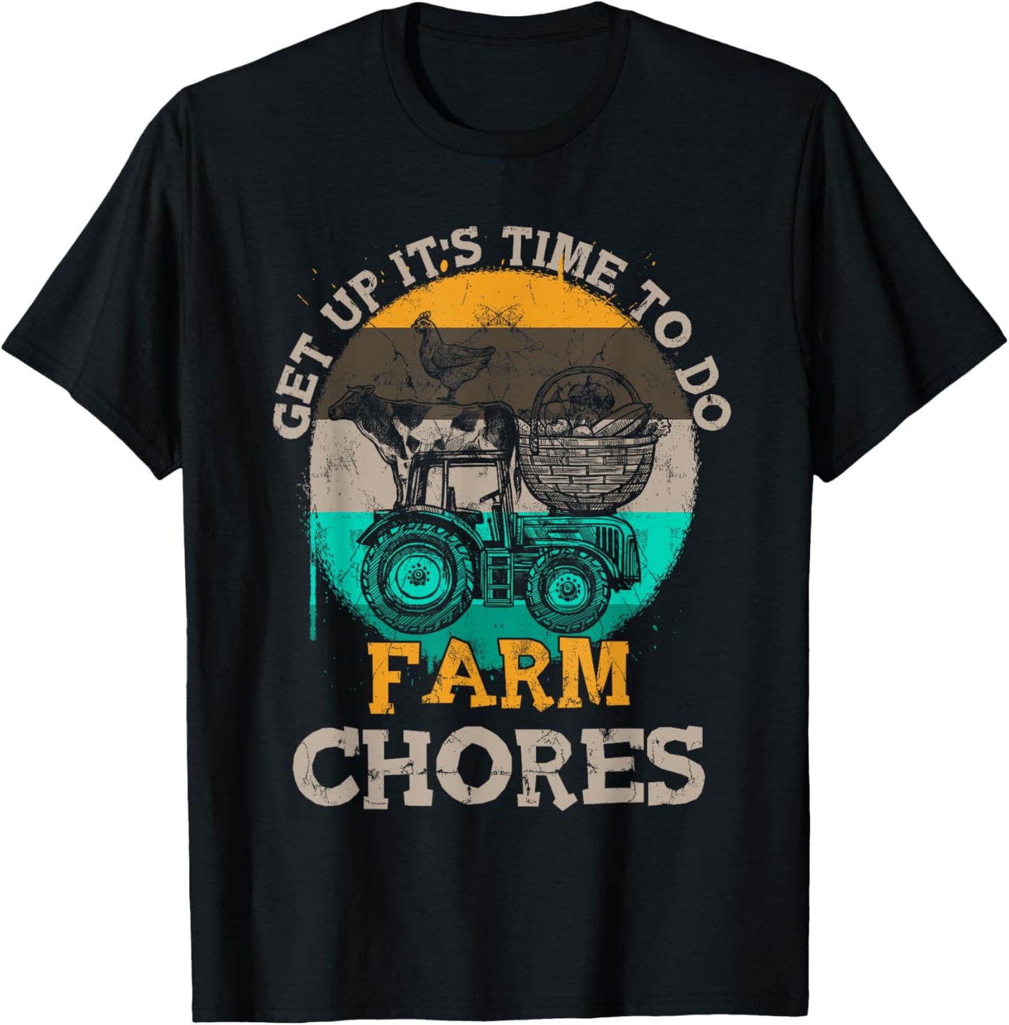 Get Up Its Time To Do Farm Chores Farm-Girl Timesup Farming T-Shirt - T-Shirt | Black