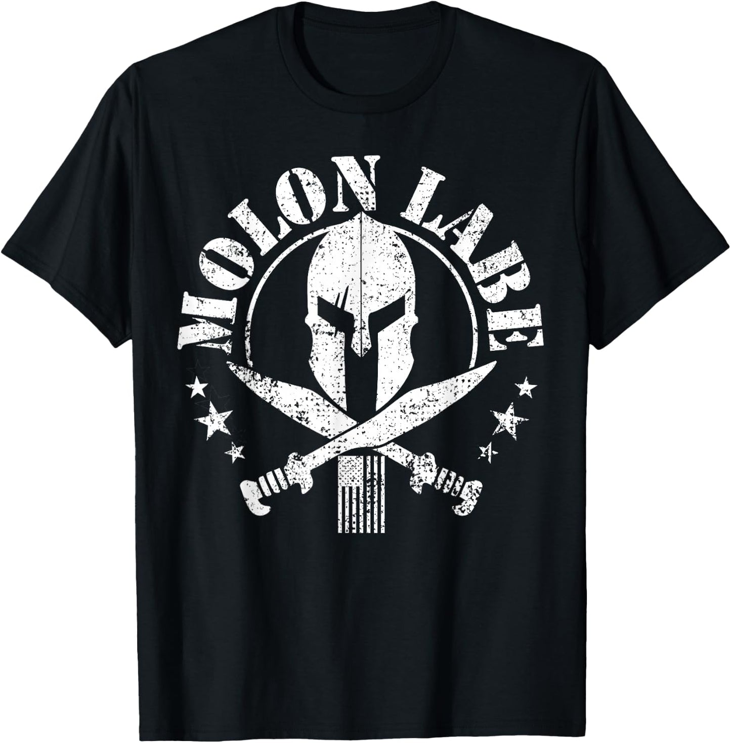 Epic Patriotic American Flag Molon Labe Spartan Military T-Shirt - T-Shirt | Black
