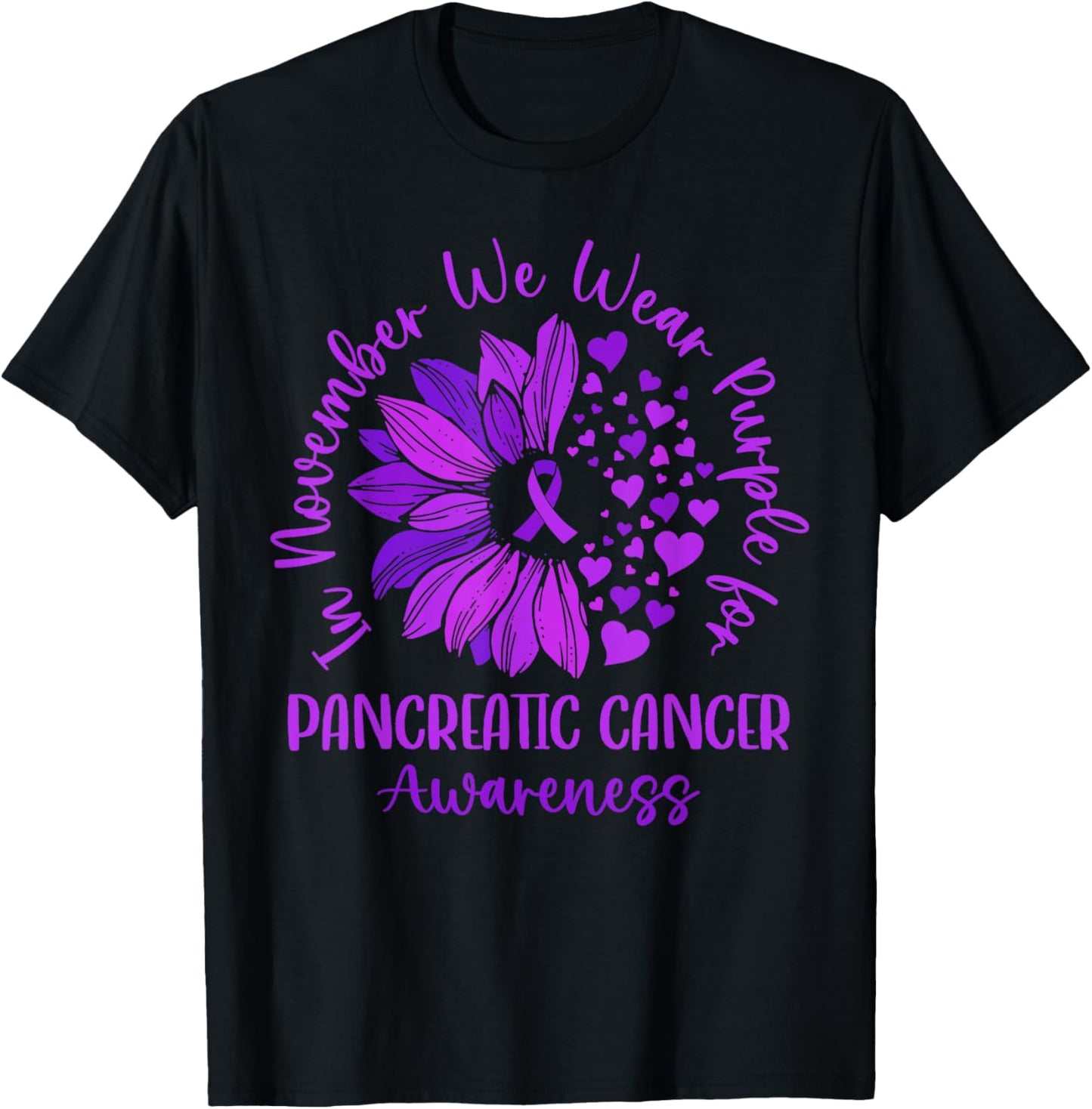 In November We Wear Purple for Pancreatic Cancer Awareness T-Shirt - T-Shirt | Black