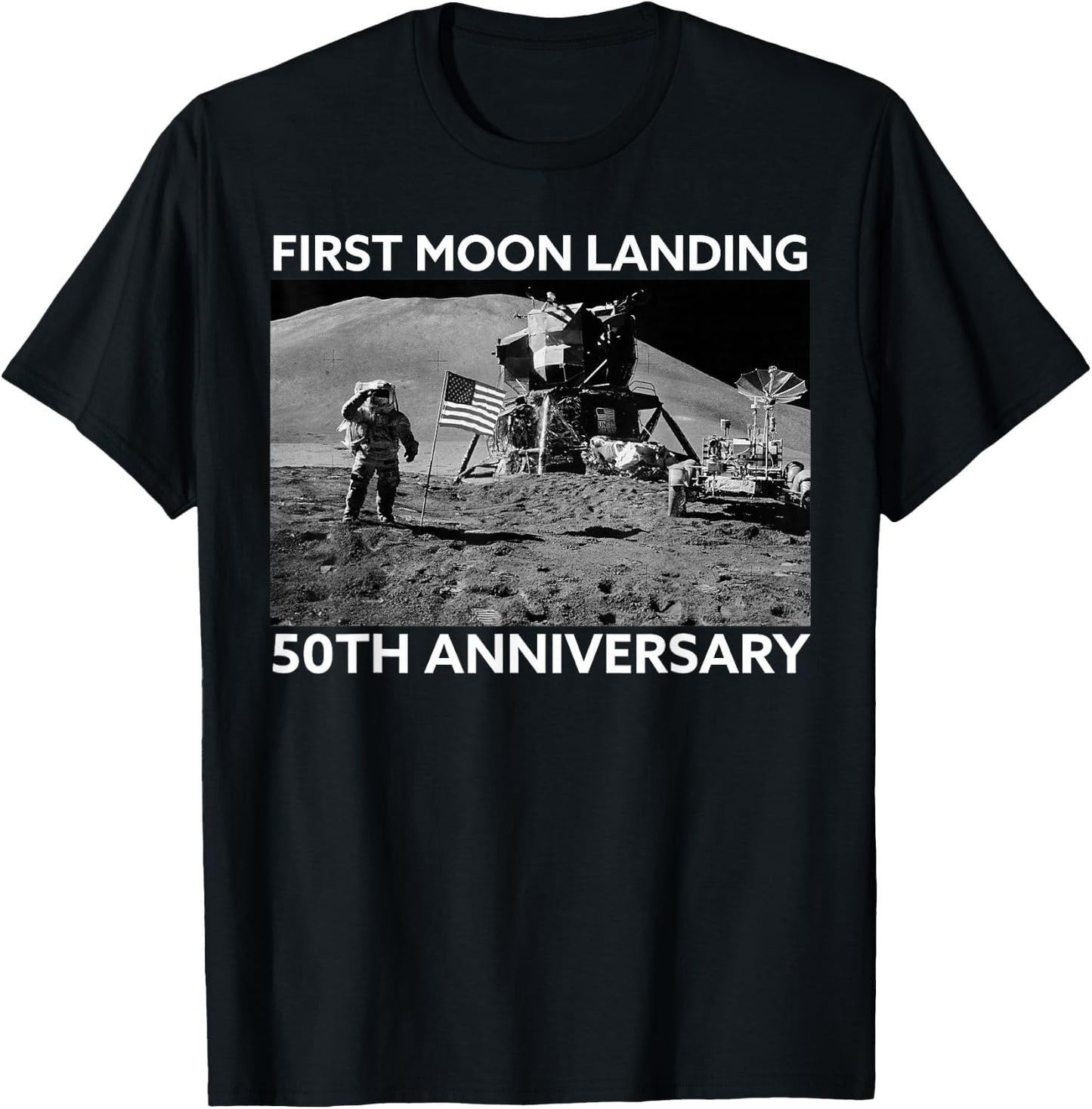 Space Design First Moon Landing 50th Anniversary T-Shirt - T-Shirt | Black