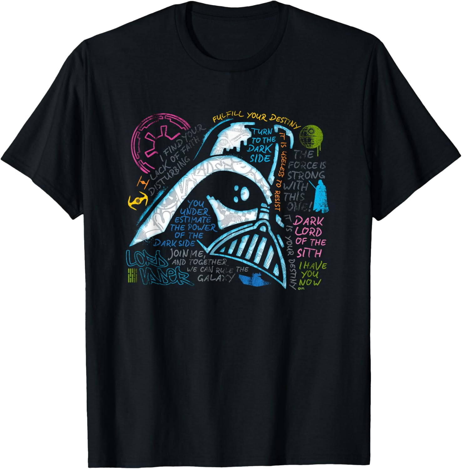 Star Wars Darth Vader Neon Chalkboard Art Quotes T-Shirt - T-Shirt | Black