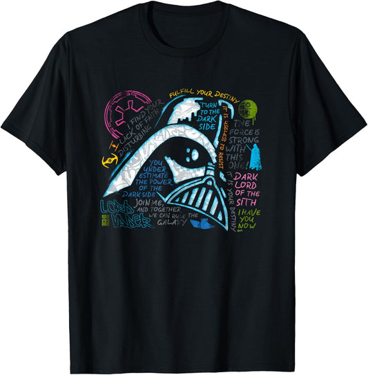 Star Wars Darth Vader Neon Chalkboard Art Quotes T-Shirt - T-Shirt | Black
