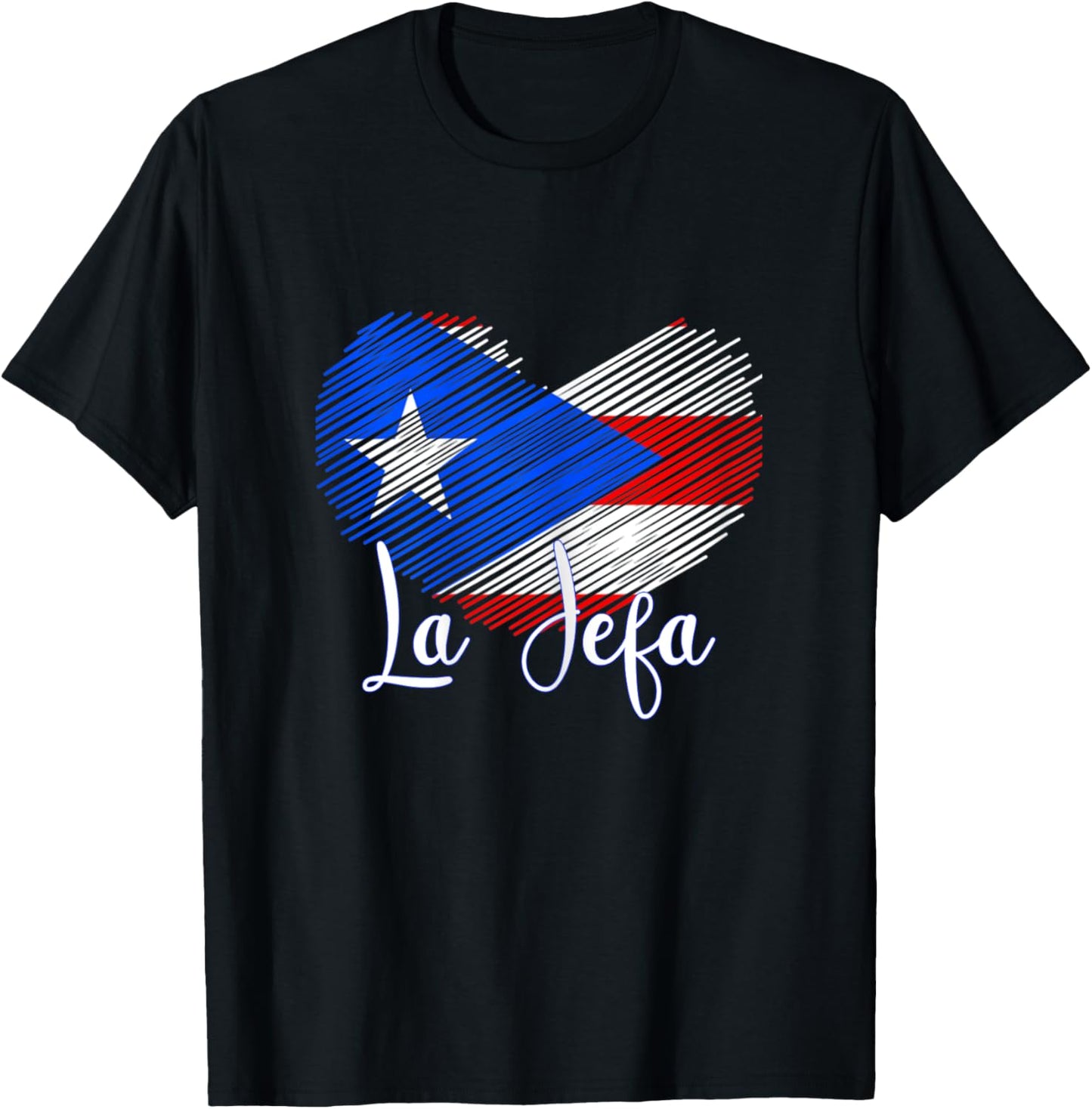 Boricua Jefa Puerto Rico Heart Flag Boricua Mom mothers day T-Shirt - T-Shirt | Black