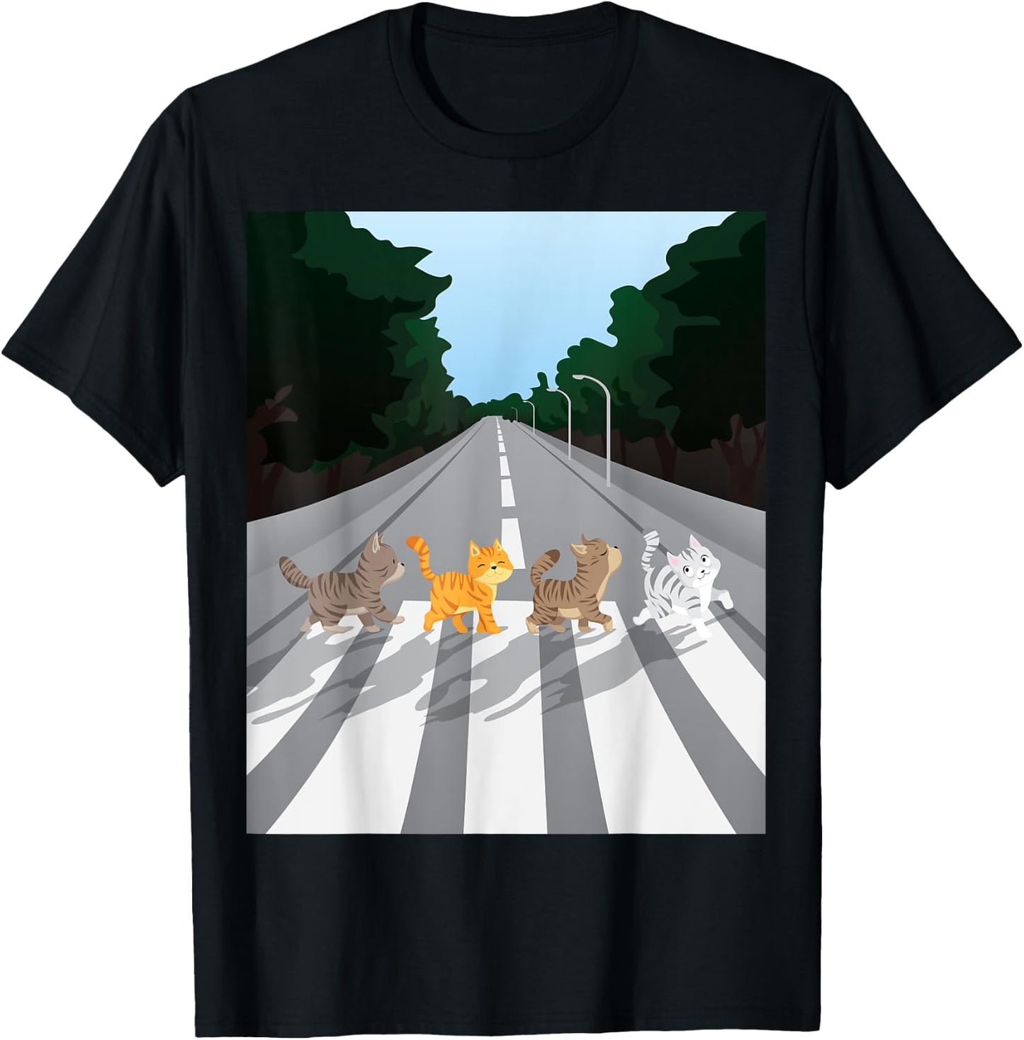 Funny Tabby Road Cat Parody T-Shirt - T-Shirt | Black