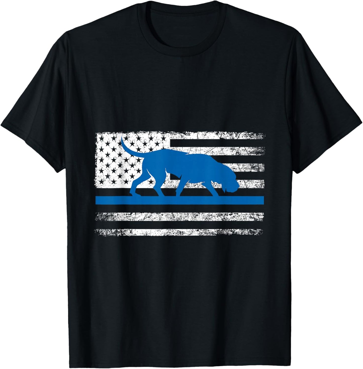 Bloodhound K9 Police Officer USA Flag Thin Blue Line Gift T-Shirt - T-Shirt | Black