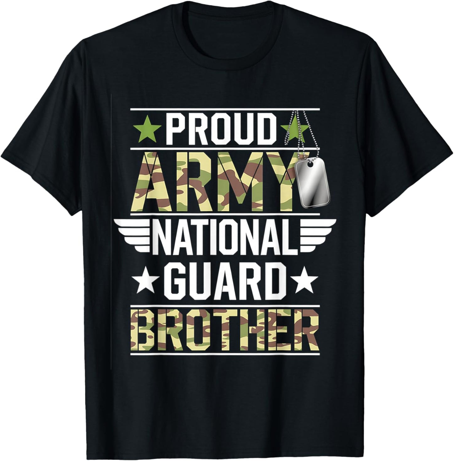 Proud Army National Guard Brother Veterans Day American Flag T-Shirt - T-Shirt | Black