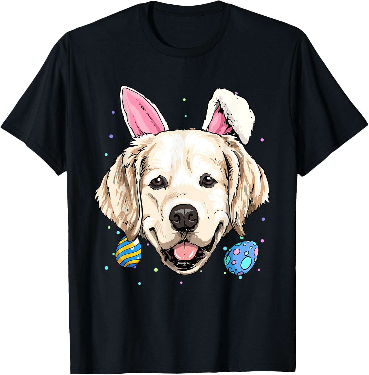 Happy Easter Bunny Golden Retriever Puppy Animal Dog Lover Women Kids T-Shirt - T-Shirt | Black