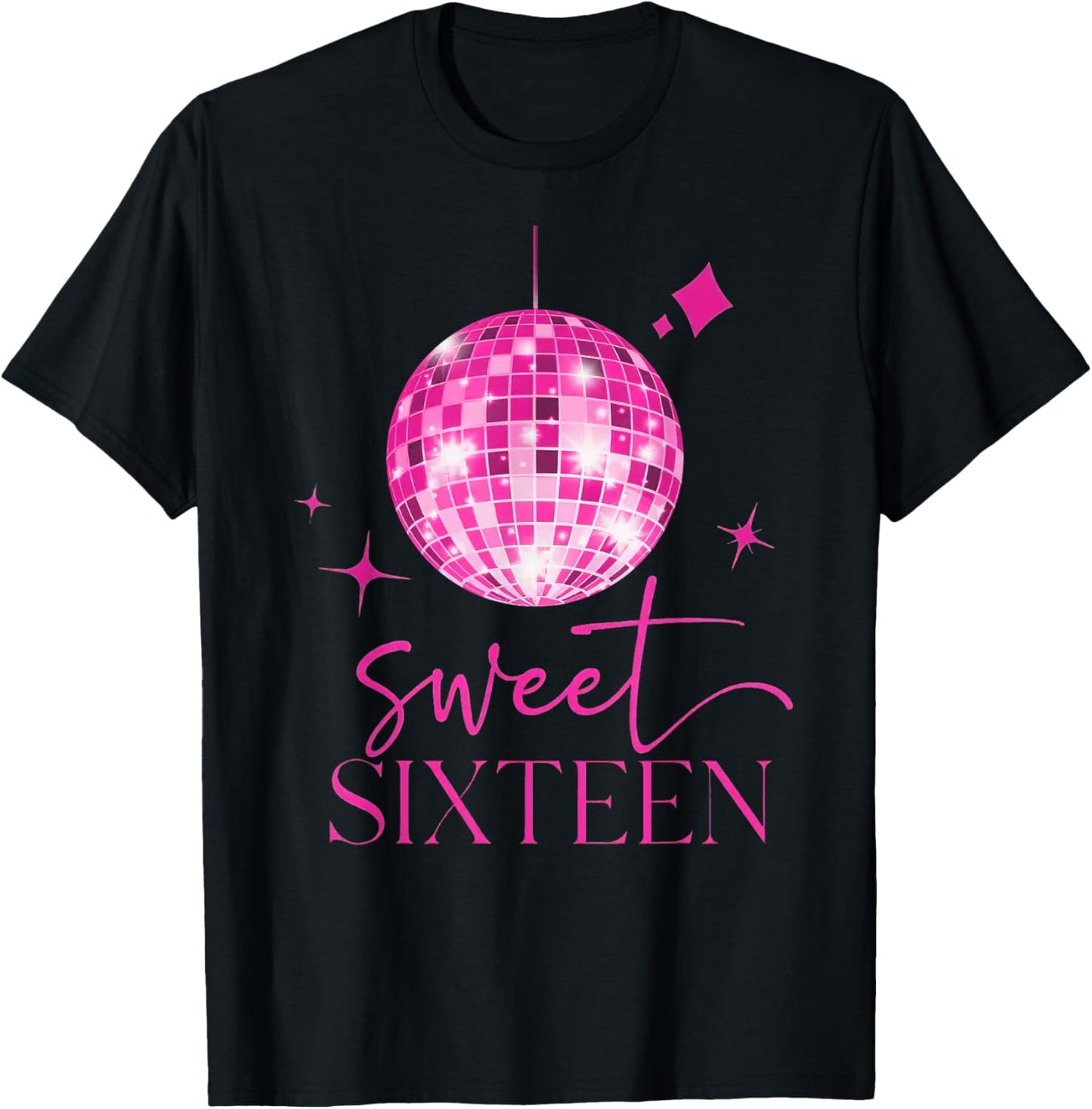 Sweet 16 Year Old 16th Birthday Queen Girls Disco Party T-Shirt - T-Shirt | Black