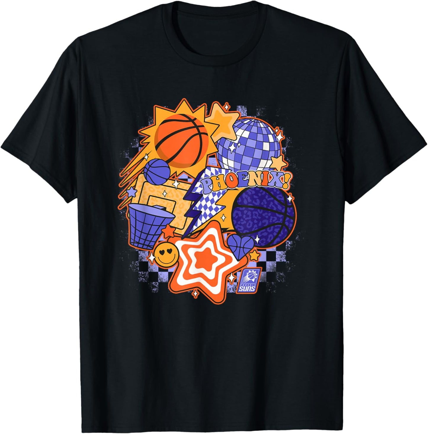 NBA Phoenix Suns Psychedelic Basketball Collage T-Shirt - T-Shirt | Black