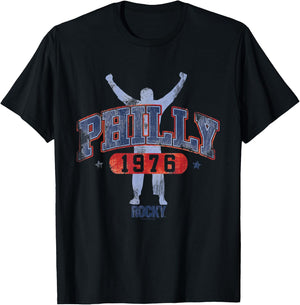 Rocky Men's Classic Fit Black Short Sleeve - Small - Rocky Philly 1976 T-Shirt - T-Shirt | Black