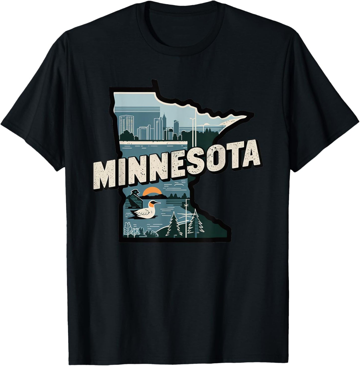 Minnesota State of Minnesota Retro Minnesota T-Shirt - T-Shirt | Black