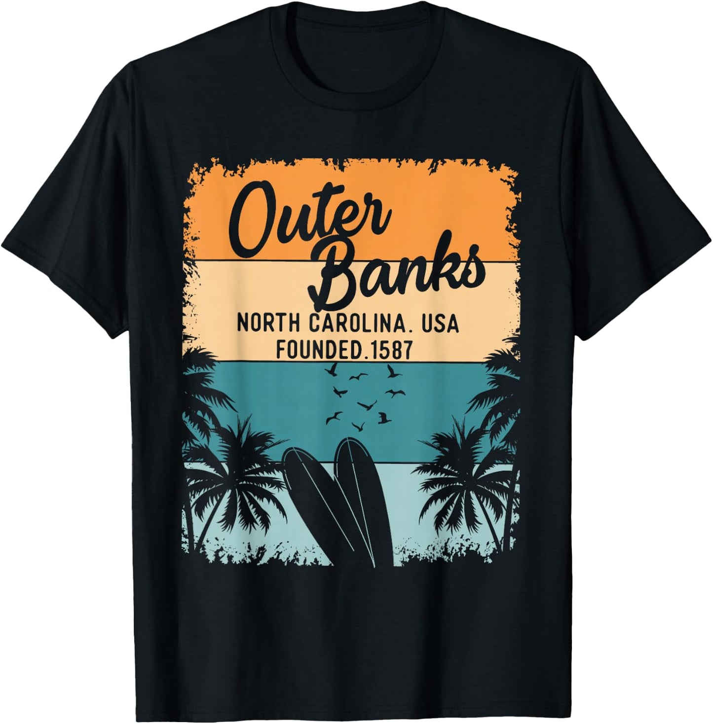 Outer Banks Shirts Men Women OBX North Carolina NC T-Shirt - T-Shirt | Black