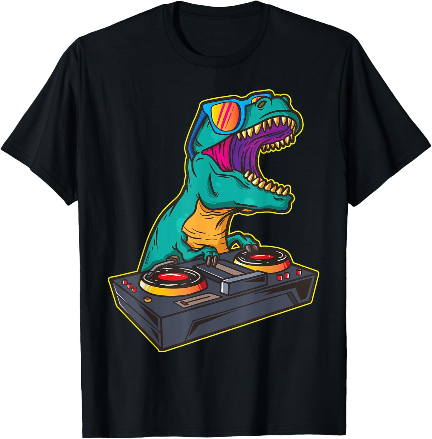 T Rex DJ Party Club Floppy Jockey Gift Shirt EDM Dance T-Shirt - T-Shirt | Black