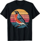 American Robin Bird Lover Vintage Retro Sunset Bird Watching T-Shirt - T-Shirt | Black