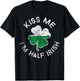 Kiss Me I'm Half Irish Lucky Clover St. Patrick's Day T-Shirt - T-Shirt | Black