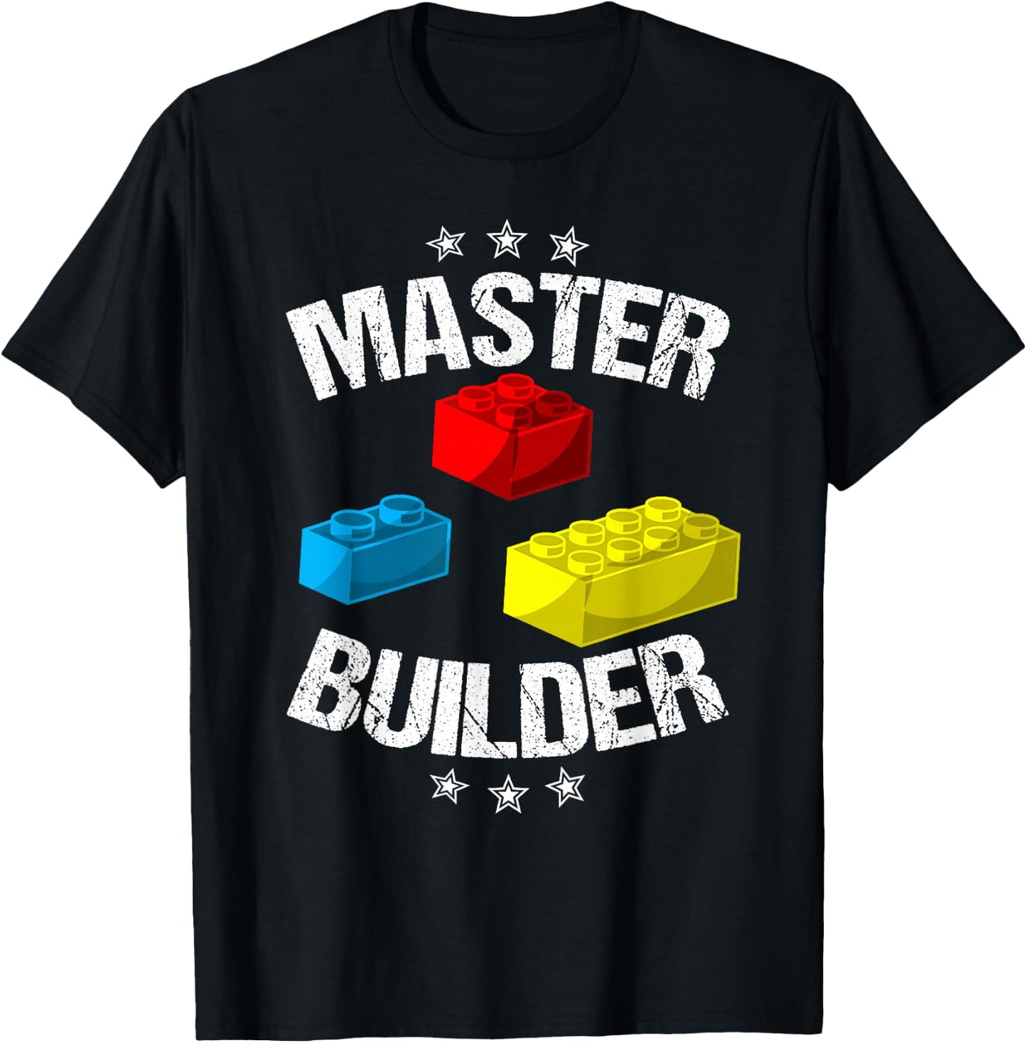 Cool Master Builder Funny Building Blocks Gift Men Women Short Sleeve T-Shirt - T-Shirt | Black