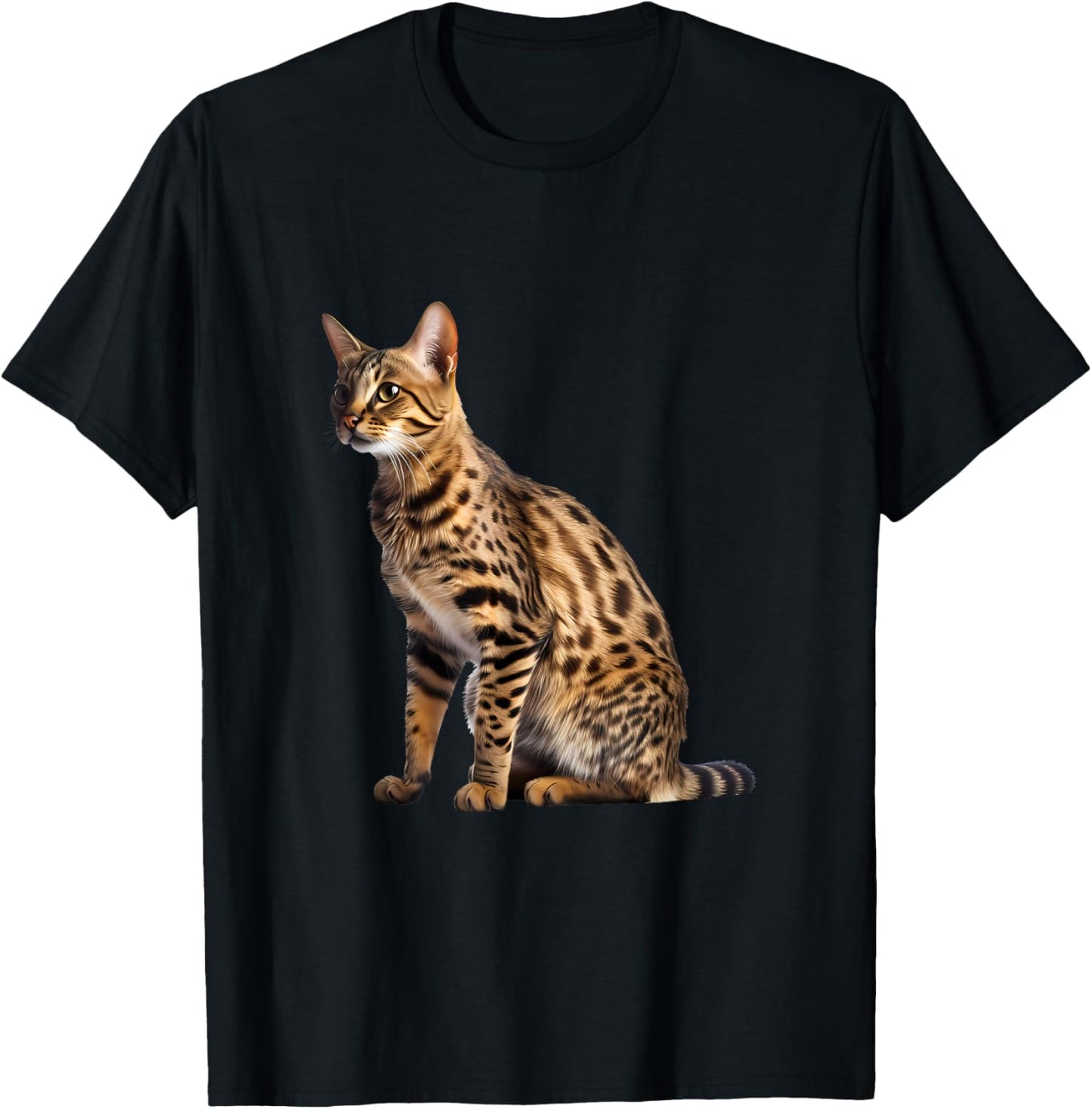 Savannah Cat Portrait Women Girls Kids T-Shirt - T-Shirt | Black