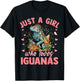 Just A Girl Who Loves Iguanas Aesthetic Flower Women Girls T-Shirt - T-Shirt | Black