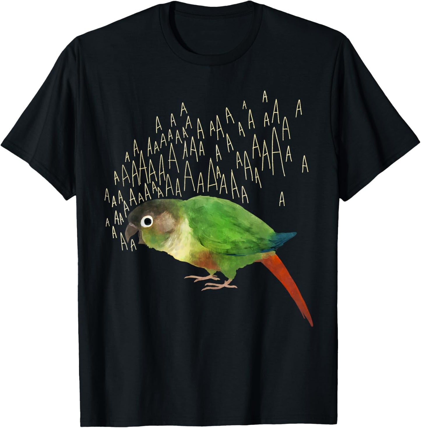 Screaming Green Cheek Conure T-Shirt - T-Shirt | Black