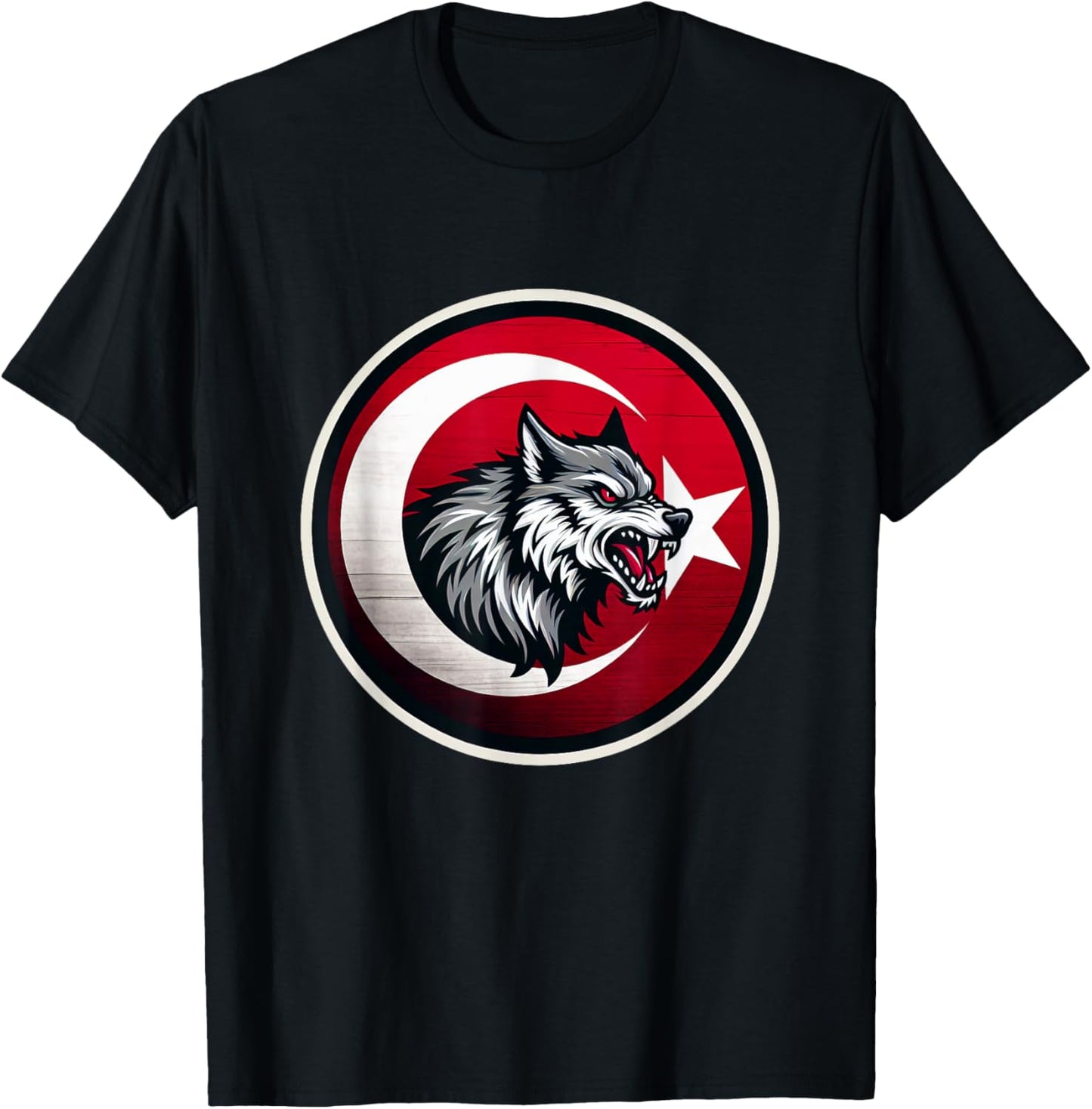 Vintage Turkish Banner Fan Turkey Flag Türkiye Retro Wolf T-Shirt - T-Shirt | Black