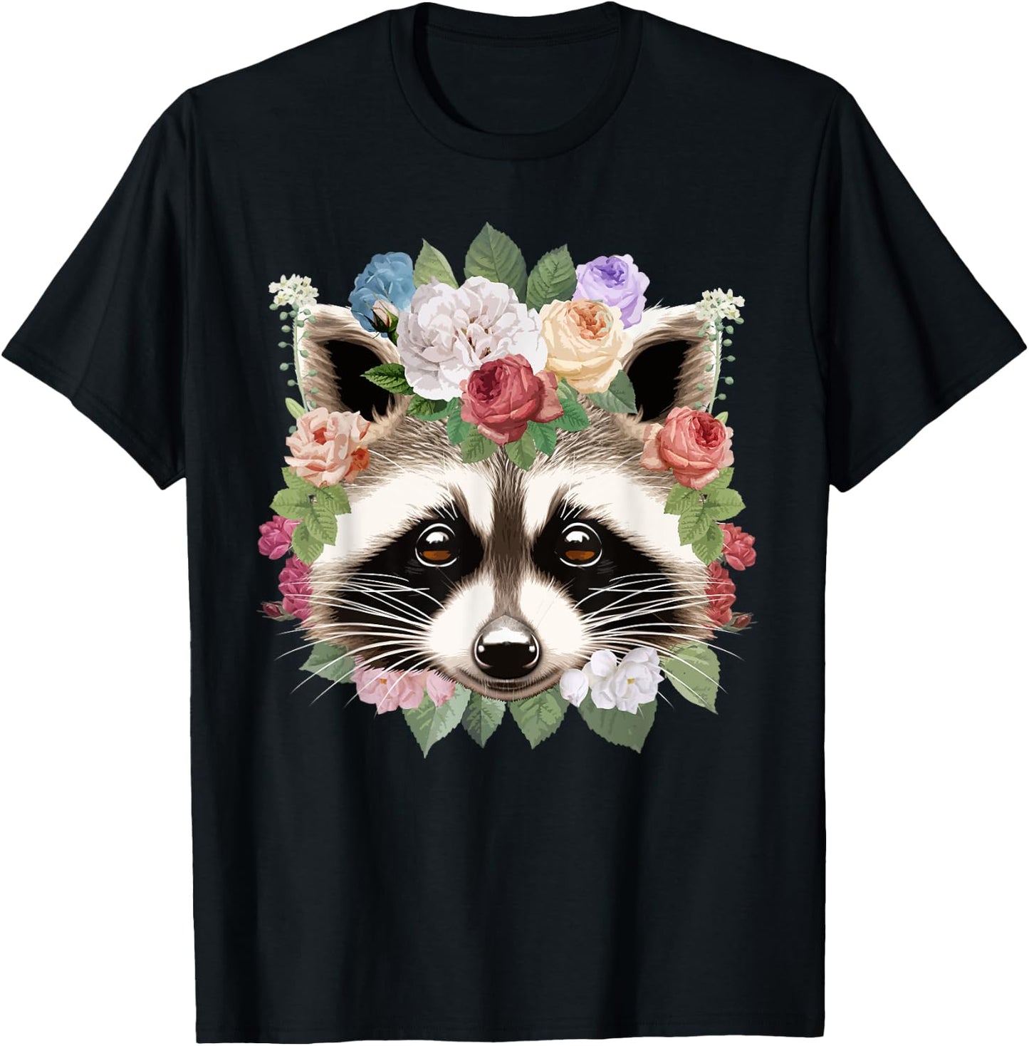 Cute Raccoon Art Girls Kids Racoon Lover Raccoon T-Shirt - T-Shirt | Black