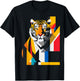 Tiger Abstract Colorful Animal Art Geometric Graphic Tiger T-Shirt - T-Shirt | Black