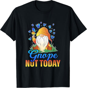 Gardengnome motifs with funny sayings Gnope Not Today Gnome , Small, Black T-Shirt - T-Shirt | Black