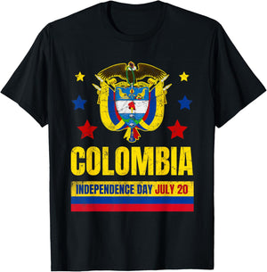 Colombia Independence Day July 20 Colombian Flag T-Shirt - T-Shirt | Black