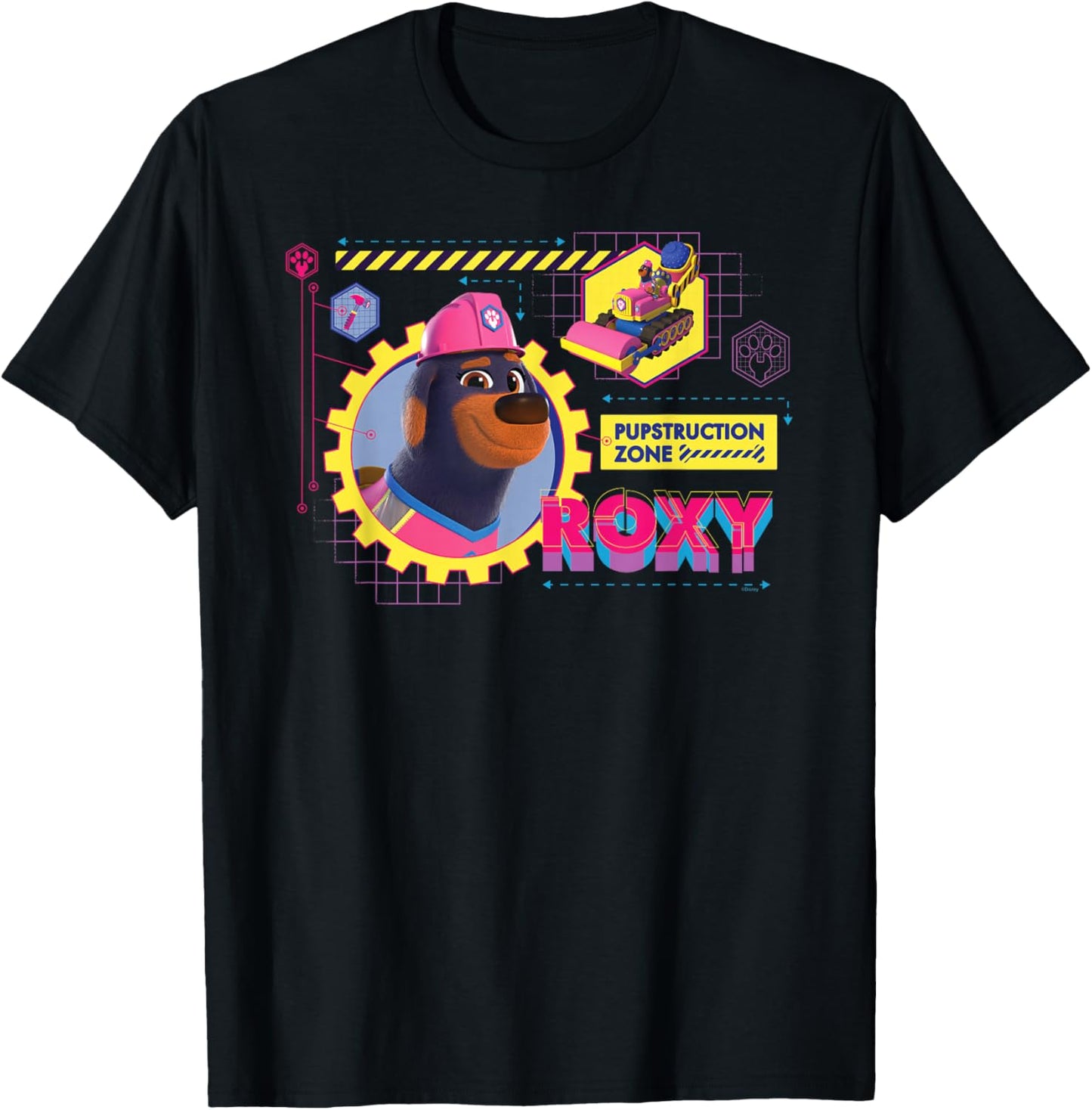 Disney Junior Pupstruction Zone Roxy Rottweiler Steamroller T-Shirt - T-Shirt | Black