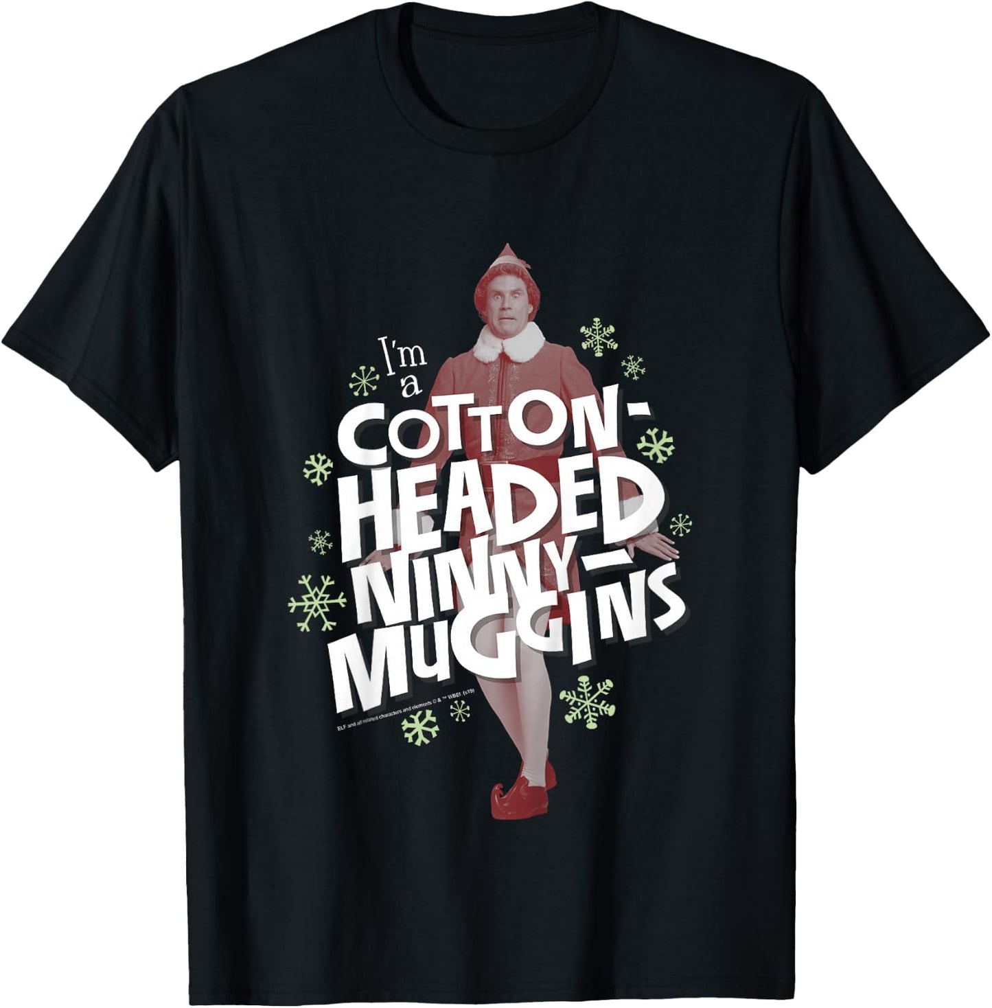 Kids Elf Buddy Cotton Headed Ninny Muggins Snowflake Poster T-Shirt - T-Shirt | Black