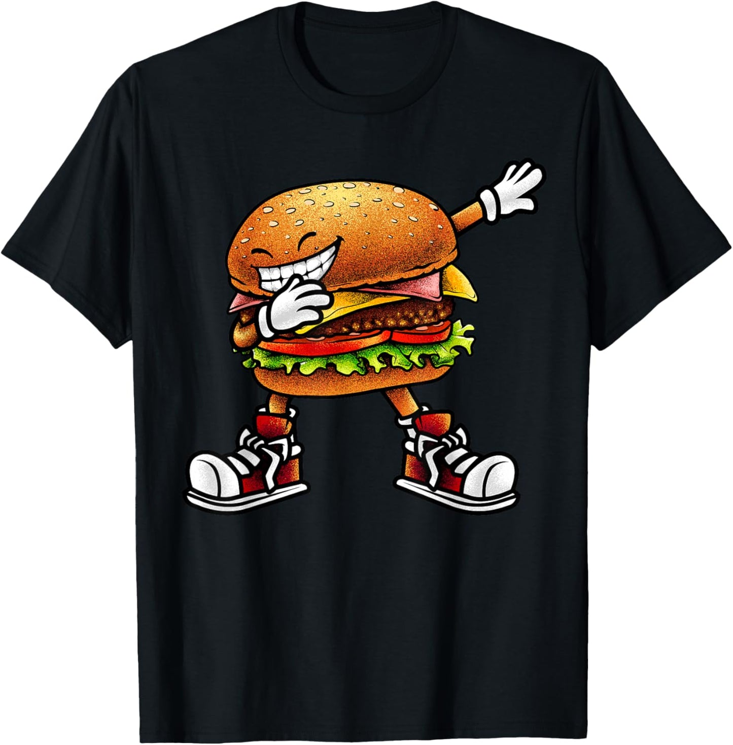 Funny Hamburger Women Kids Cheeseburger Fast Food T-Shirt - T-Shirt | Black