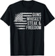 Gun Whiskey Steak & Freedom USA American Flag 2nd Amendment T-Shirt - T-Shirt | Black