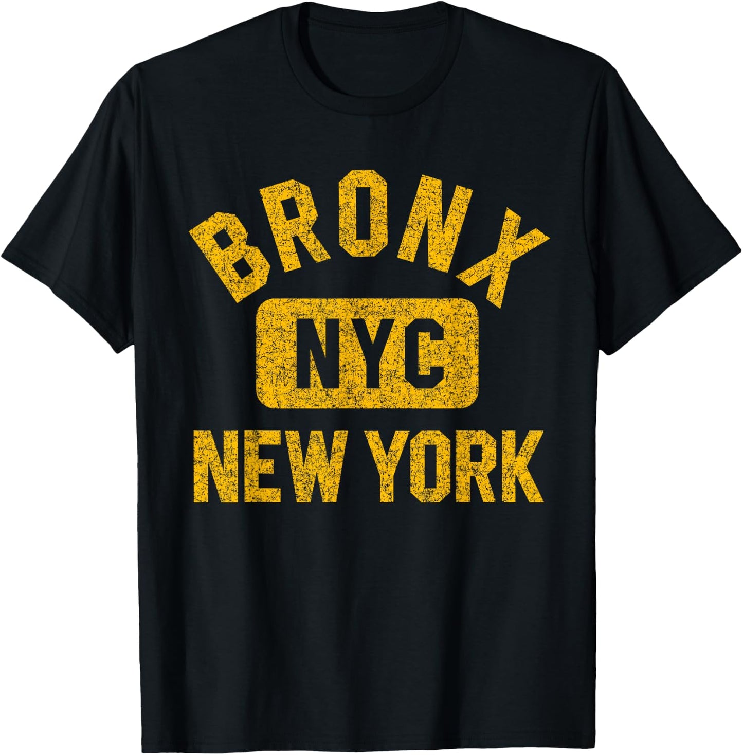 Bronx NYC New York Gym Style Distressed Amber Print T-Shirt - T-Shirt | Black