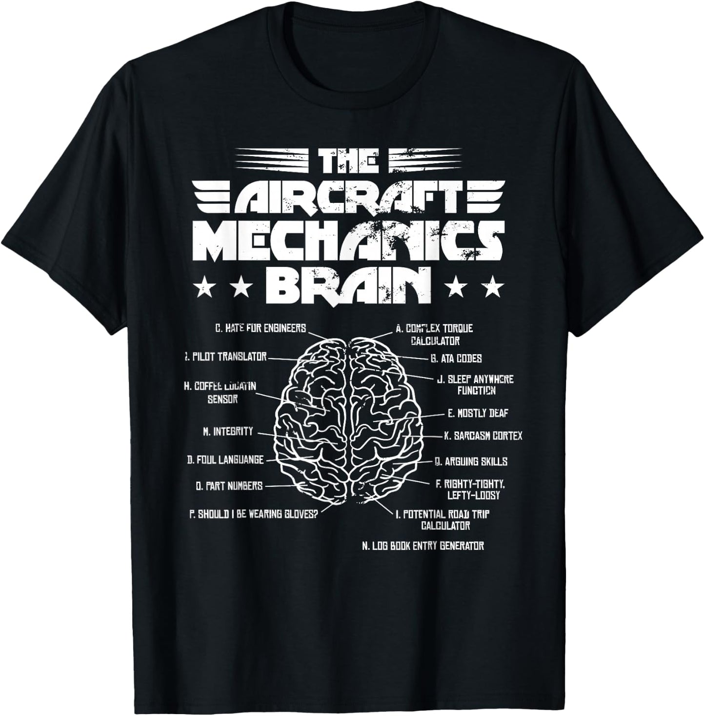 Aircraft Mechanics Brain Aviation Gift T-Shirt - T-Shirt | Black