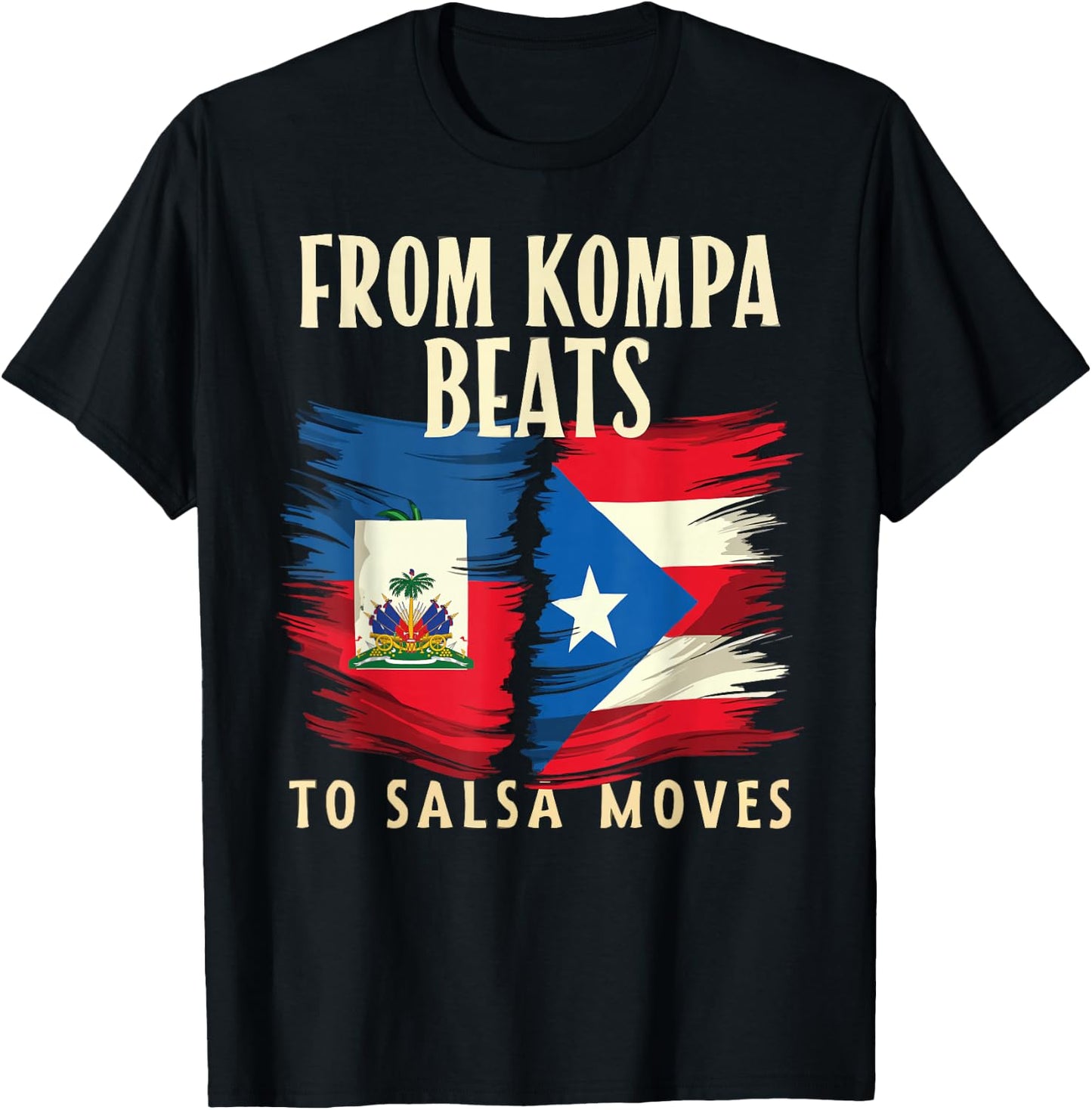 Half Haitian Half Puerto Rican Puerto Rico Flag Haiti T-Shirt - T-Shirt | Black