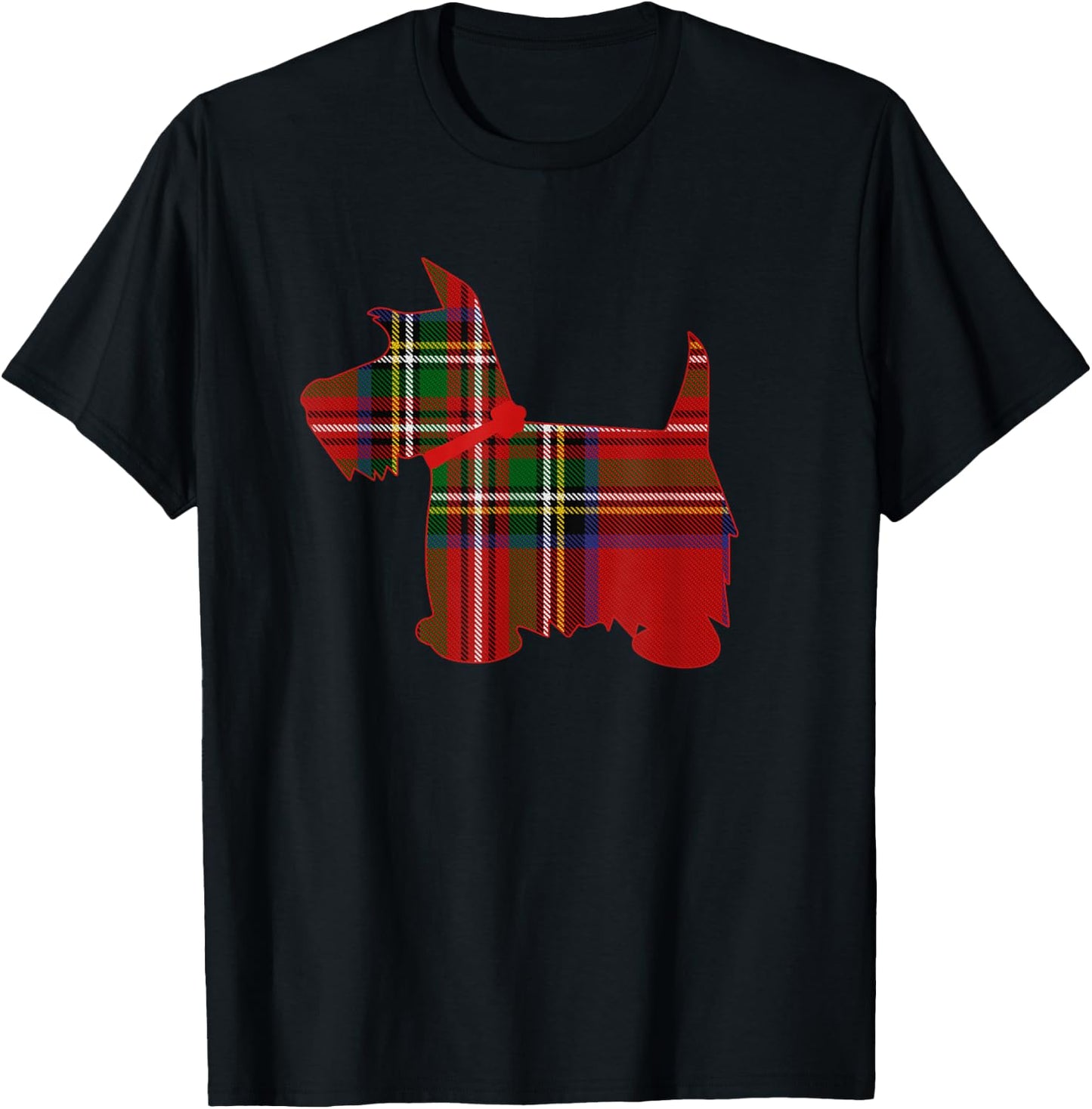 Scottie Dog Scottish Terrier Royal Stewart Tartan Red Plaid T-Shirt - T-Shirt | Black