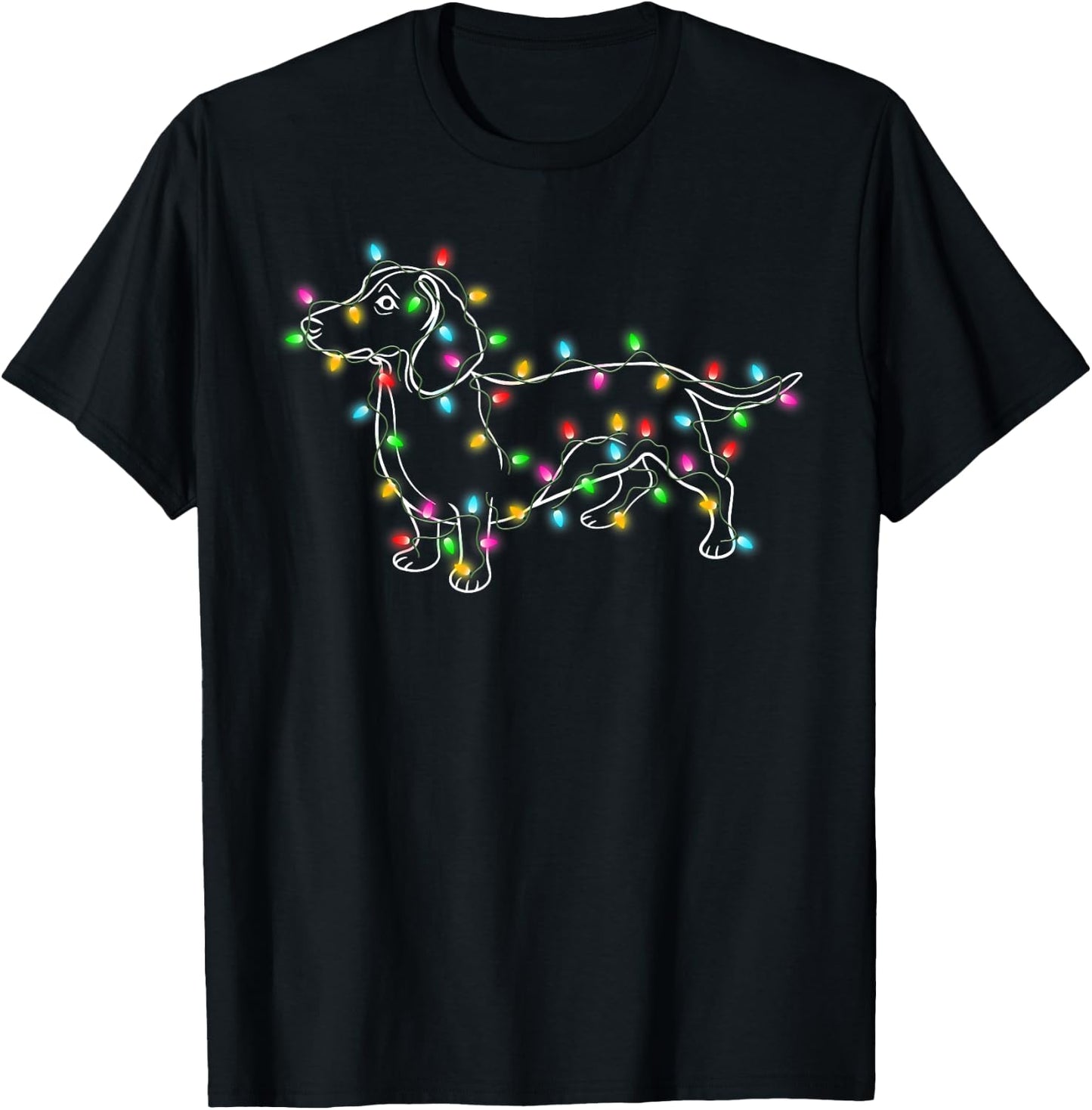 Dachshund Dogs Tree Christmas Sweater Xmas Gifts For Pet Dog T-Shirt - T-Shirt | Black